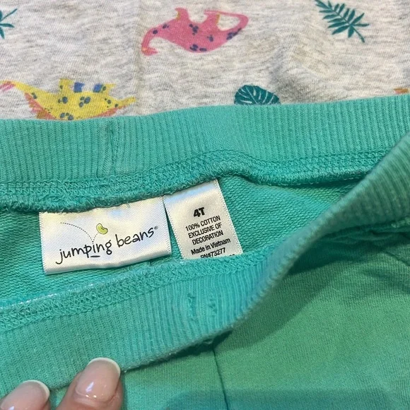 Old navy 4t outfit - dinosaur top and jumping beans turquoise shorts - Picture 2 of 3